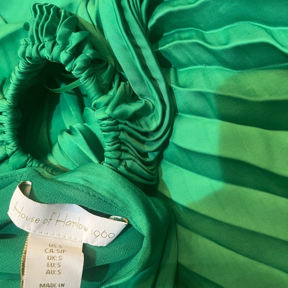House of Harlow 1960 Emerald Green Pleated One Shoulder Keyhole Maxi Dress small - Picture 4 of 7